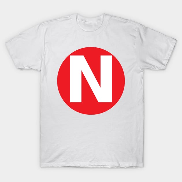Letter N Big Red Dot Letters & Numbers T-Shirt by skycloudpics